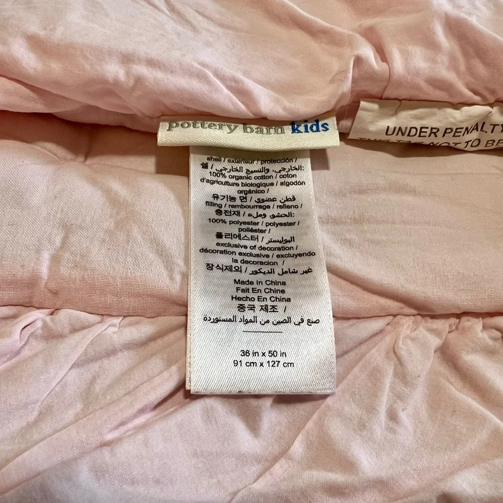LIKE NEW - Pottery Barn Kids Baby Girl Quilt - Size 36x50, Soft Pink
